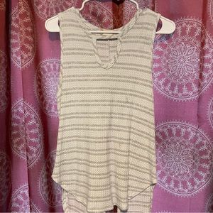 Dressy tank top with open back and keyhole neckline